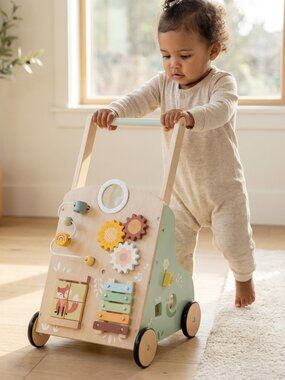 Montessori Wooden Baby Walker – 6-in-1 Activity Center